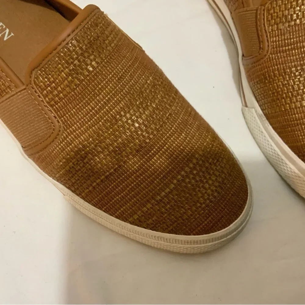 Lauren by Ralph Lauren Jinny Womens Woven Slip-On Sneaker. Tan Cushionin 8 B